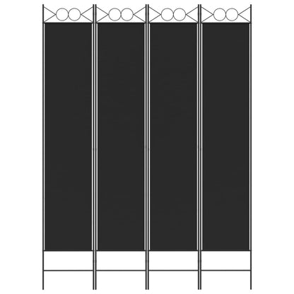 4-Panel Room Divider Black 160x220 cm Fabric