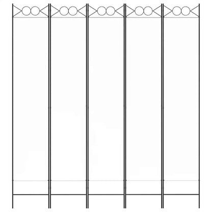5-Panel Room Divider White 200x220 cm Fabric