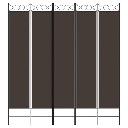 5-Panel Room Divider Brown 200x220 cm Fabric