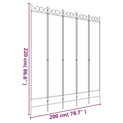 5-Panel Room Divider Brown 200x220 cm Fabric