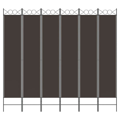 6-Panel Room Divider Brown 240x220 cm Fabric