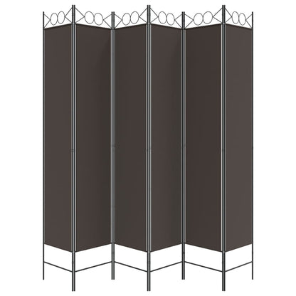 6-Panel Room Divider Brown 240x220 cm Fabric