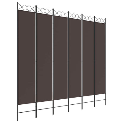 6-Panel Room Divider Brown 240x220 cm Fabric
