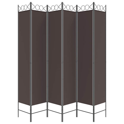 6-Panel Room Divider Brown 240x220 cm Fabric