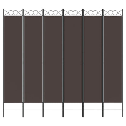 6-Panel Room Divider Brown 240x220 cm Fabric