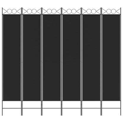 6-Panel Room Divider Black 240x220 cm Fabric
