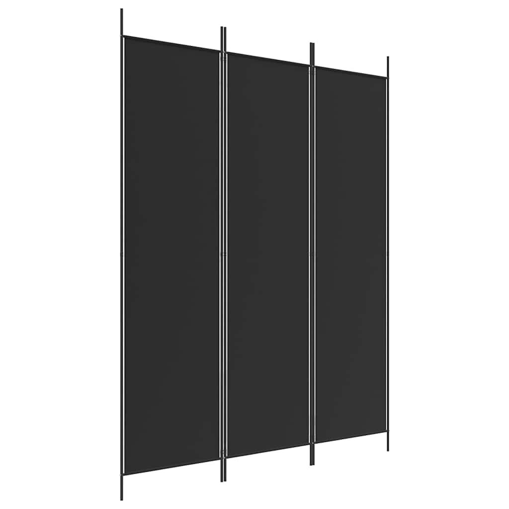 3-Panel Room Divider Black 150x200 cm Fabric