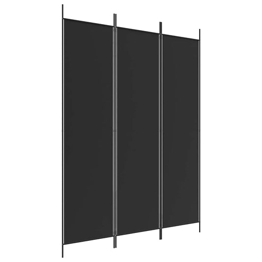 3-Panel Room Divider Black 150x200 cm Fabric