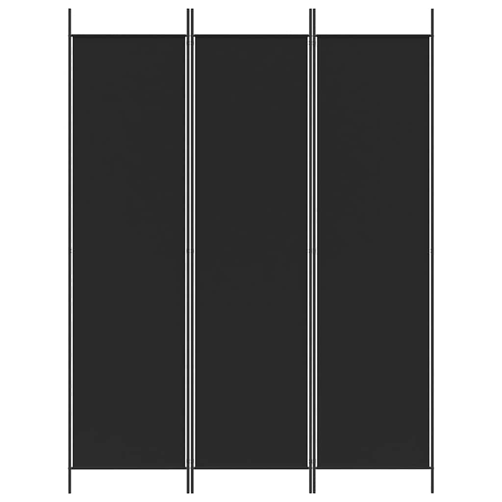 3-Panel Room Divider Black 150x200 cm Fabric