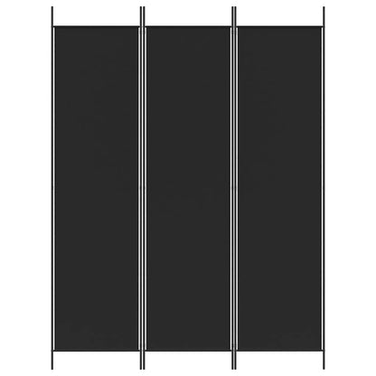 3-Panel Room Divider Black 150x200 cm Fabric