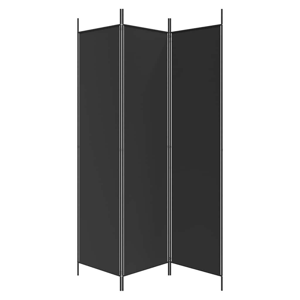 3-Panel Room Divider Black 150x200 cm Fabric