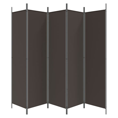 5-Panel Room Divider Brown 250x200 cm Fabric
