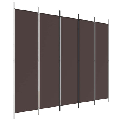 5-Panel Room Divider Brown 250x200 cm Fabric