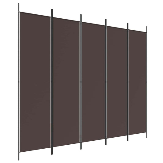 5-Panel Room Divider Brown 250x200 cm Fabric