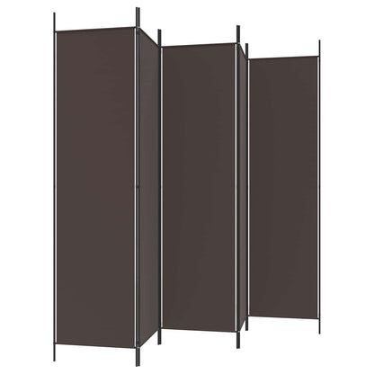 5-Panel Room Divider Brown 250x200 cm Fabric
