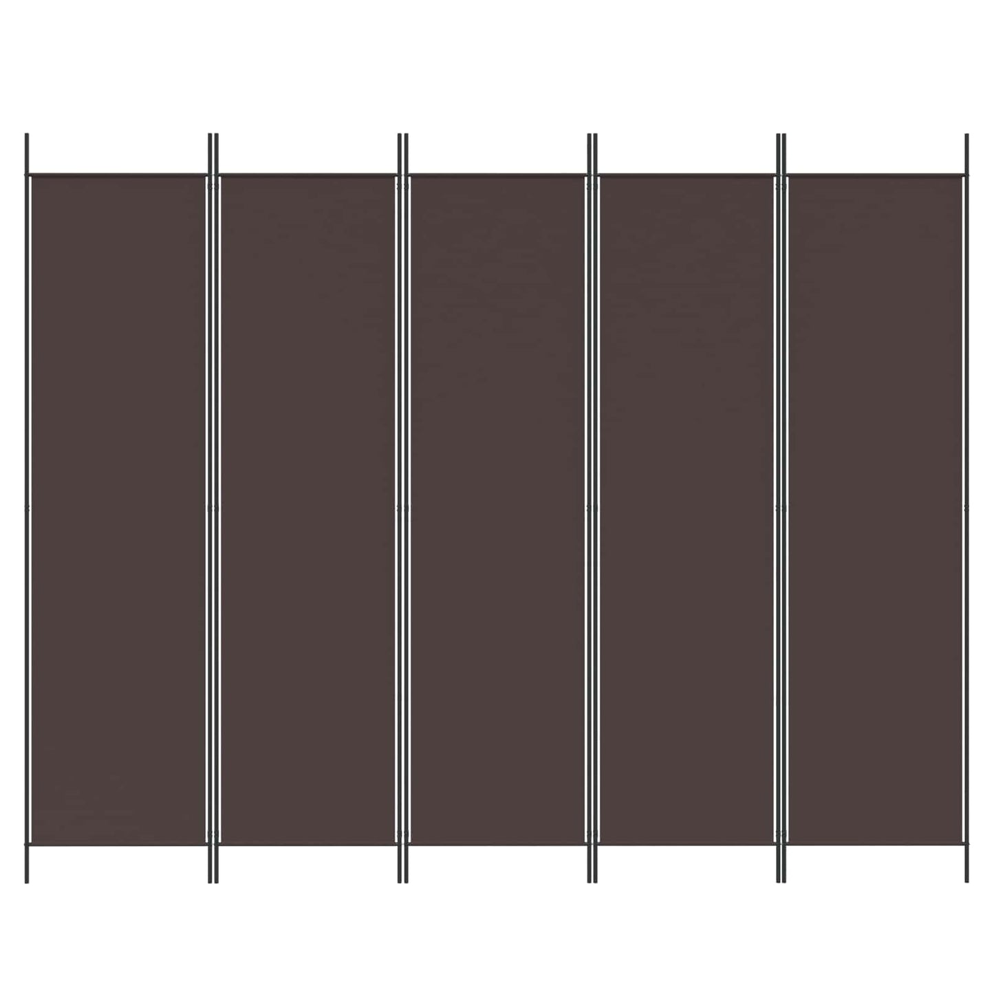 5-Panel Room Divider Brown 250x200 cm Fabric