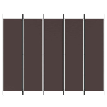 5-Panel Room Divider Brown 250x200 cm Fabric