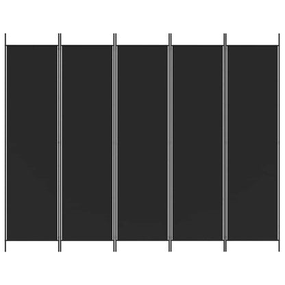 5-Panel Room Divider Black 250x200 cm Fabric