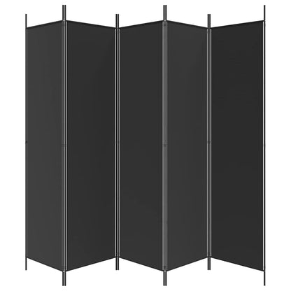 5-Panel Room Divider Black 250x200 cm Fabric