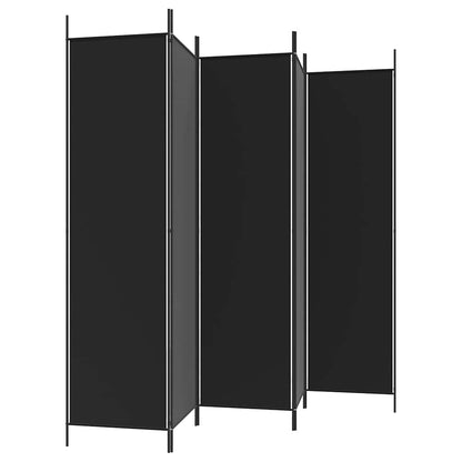 5-Panel Room Divider Black 250x200 cm Fabric