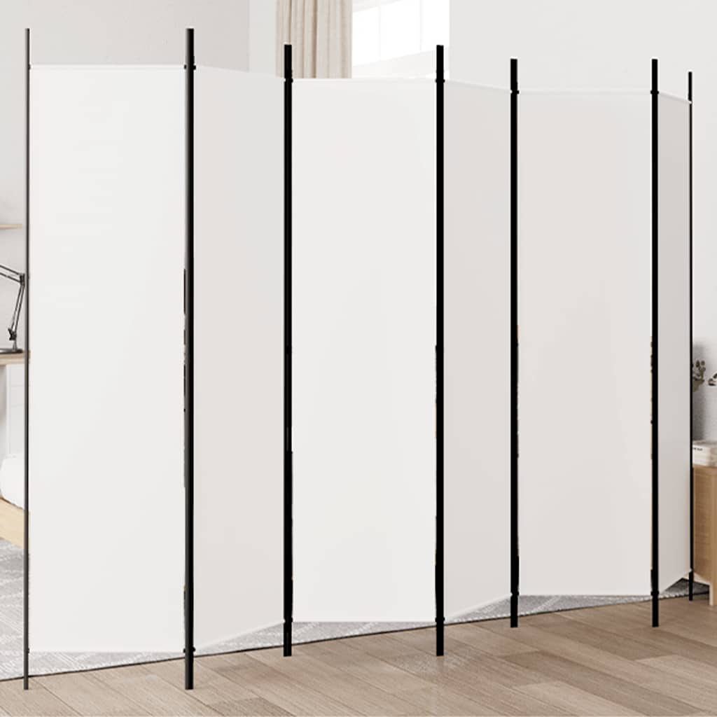6-Panel Room Divider White 300x200 cm Fabric