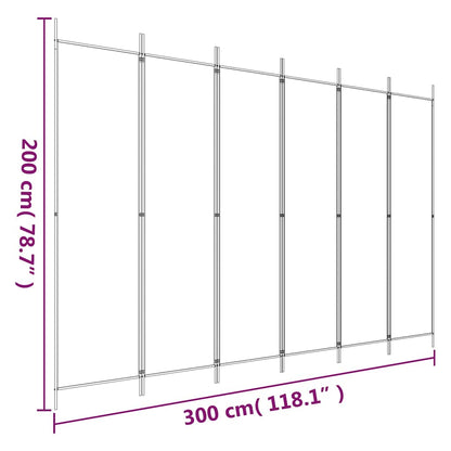 6-Panel Room Divider Brown 300x200 cm Fabric