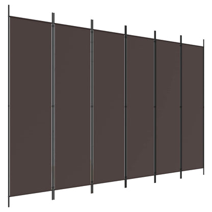 6-Panel Room Divider Brown 300x200 cm Fabric