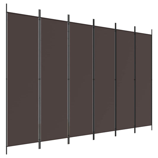6-Panel Room Divider Brown 300x200 cm Fabric