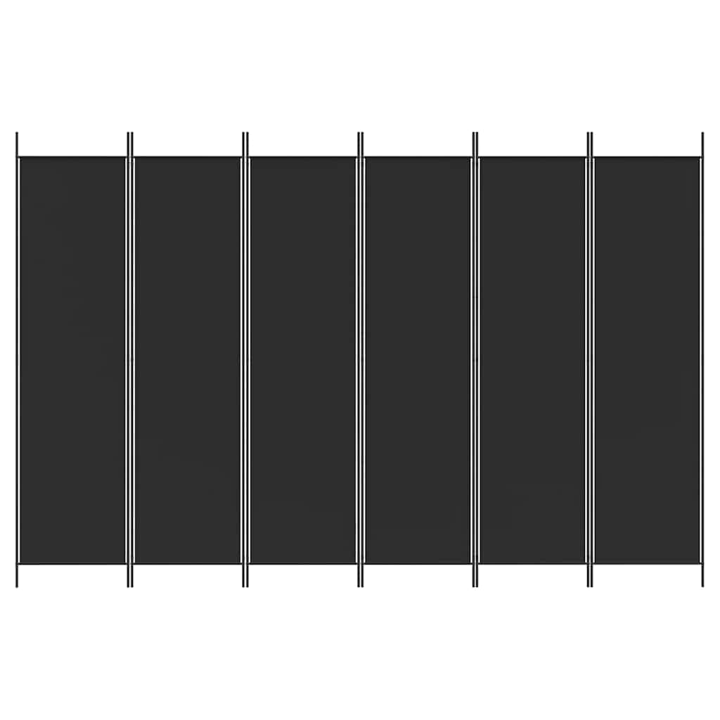 6-Panel Room Divider Black 300x200 cm Fabric