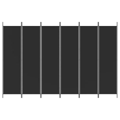6-Panel Room Divider Black 300x200 cm Fabric