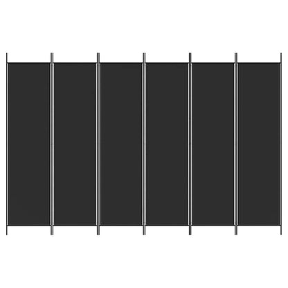 6-Panel Room Divider Black 300x200 cm Fabric