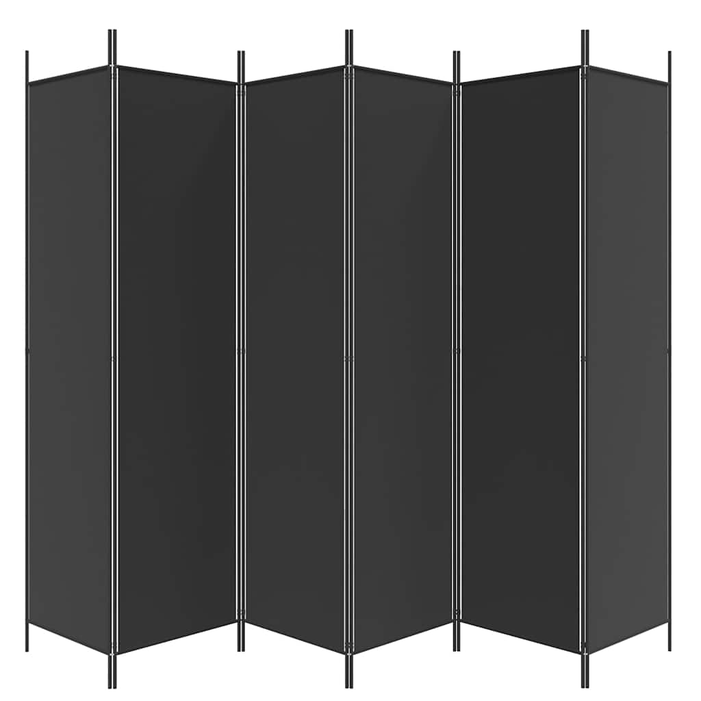 6-Panel Room Divider Black 300x200 cm Fabric