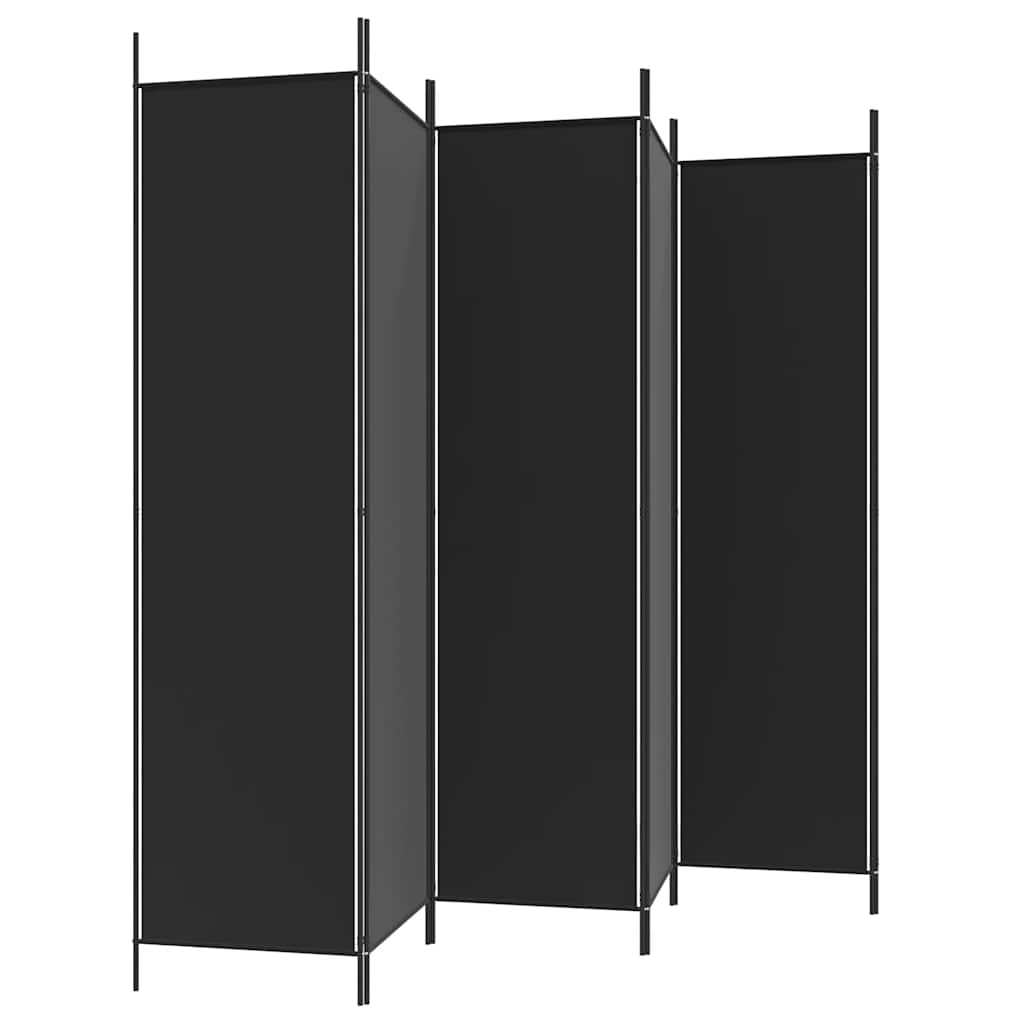 6-Panel Room Divider Black 300x200 cm Fabric