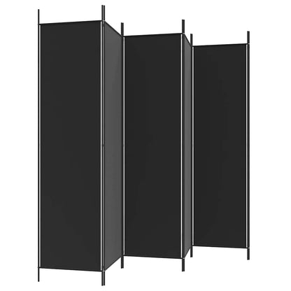 6-Panel Room Divider Black 300x200 cm Fabric