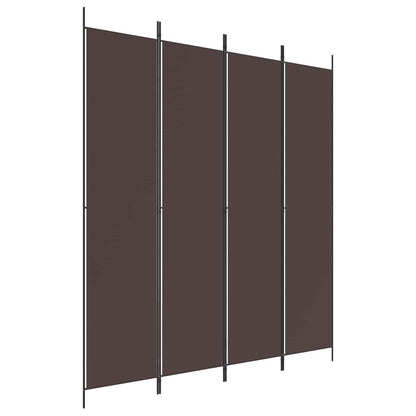 4-Panel Room Divider Brown 200x220 cm Fabric