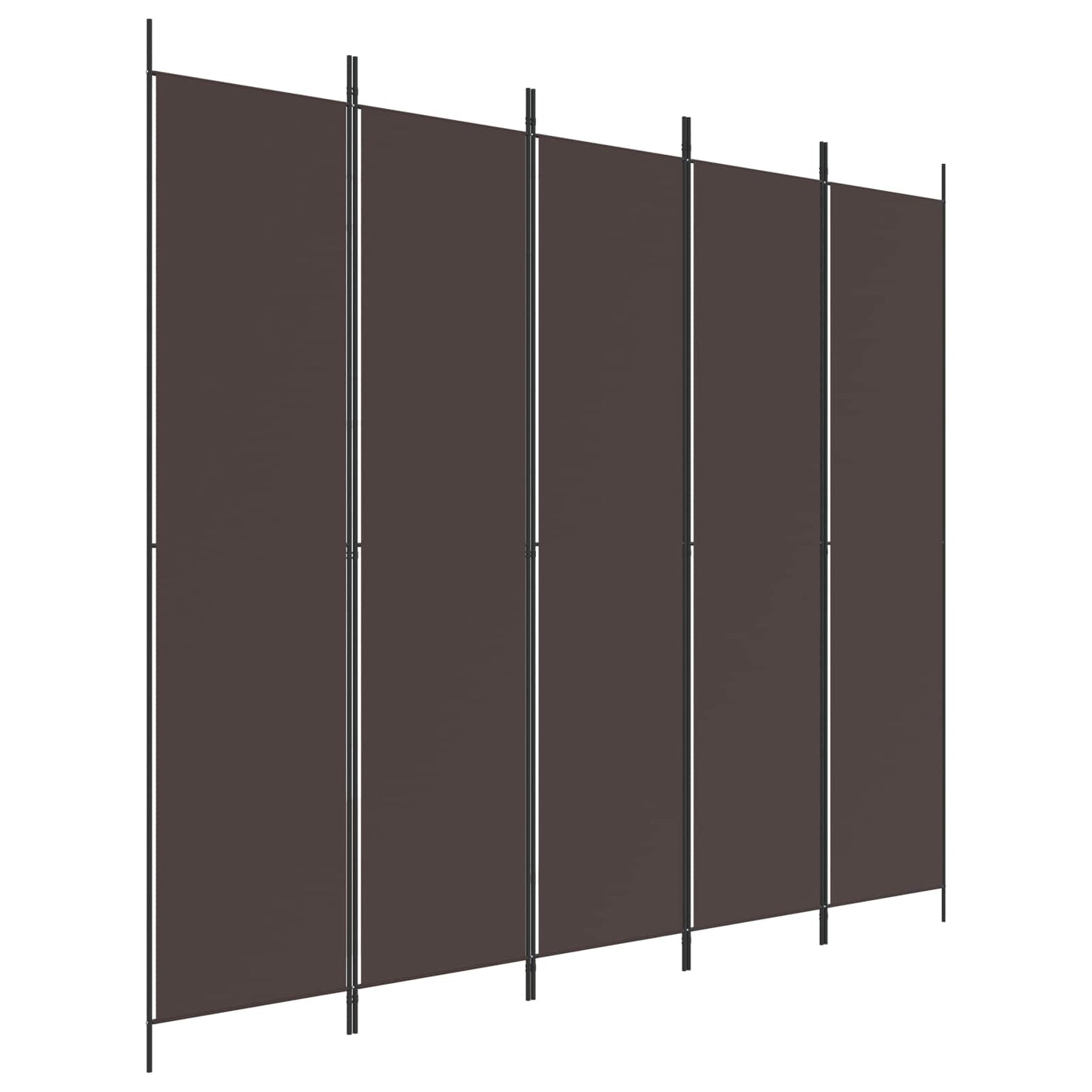 5-Panel Room Divider Brown 250x220 cm Fabric