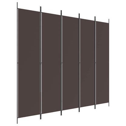 5-Panel Room Divider Brown 250x220 cm Fabric