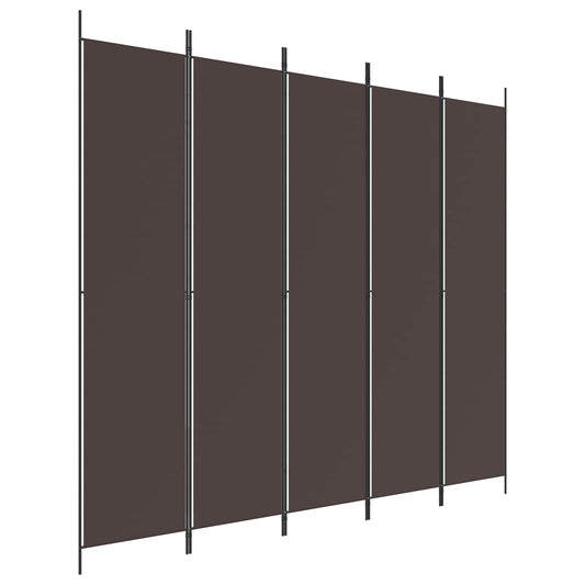 5-Panel Room Divider Brown 250x220 cm Fabric