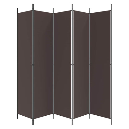 5-Panel Room Divider Brown 250x220 cm Fabric