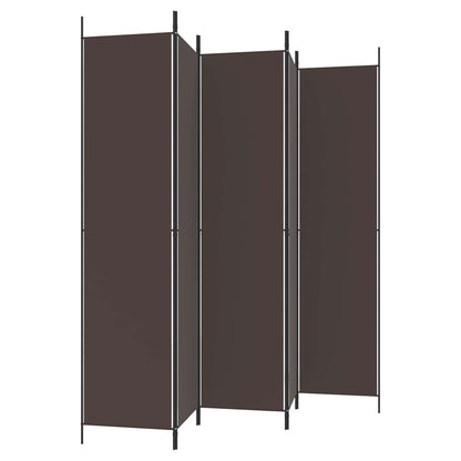 5-Panel Room Divider Brown 250x220 cm Fabric