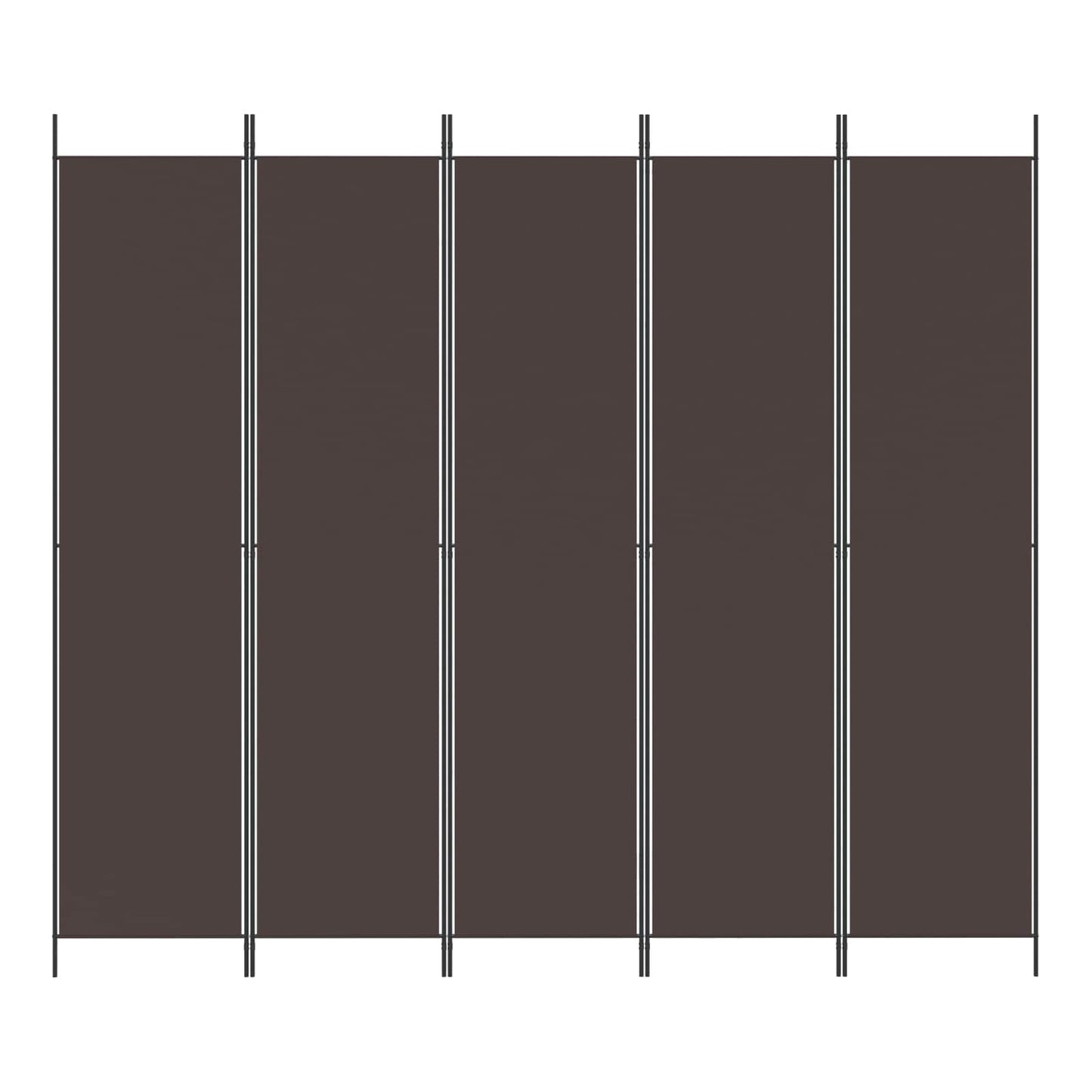 5-Panel Room Divider Brown 250x220 cm Fabric