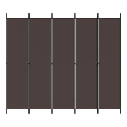 5-Panel Room Divider Brown 250x220 cm Fabric