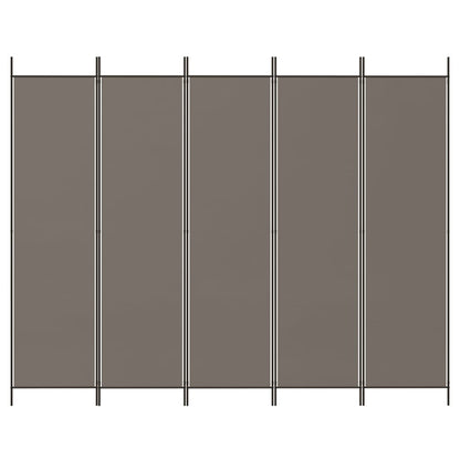 5-Panel Room Divider Anthracite 250x220 cm Fabric