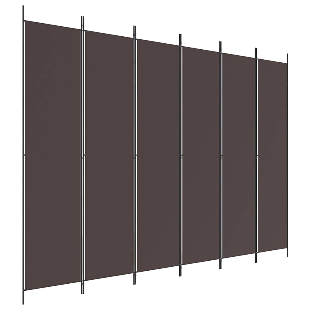 6-Panel Room Divider Brown 300x220 cm Fabric