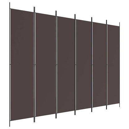 6-Panel Room Divider Brown 300x220 cm Fabric