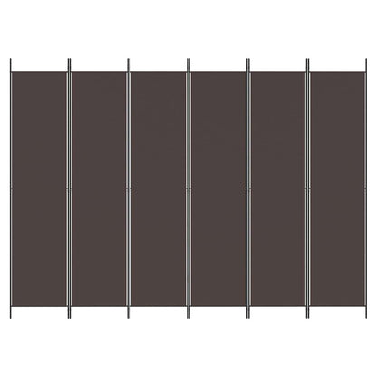 6-Panel Room Divider Brown 300x220 cm Fabric