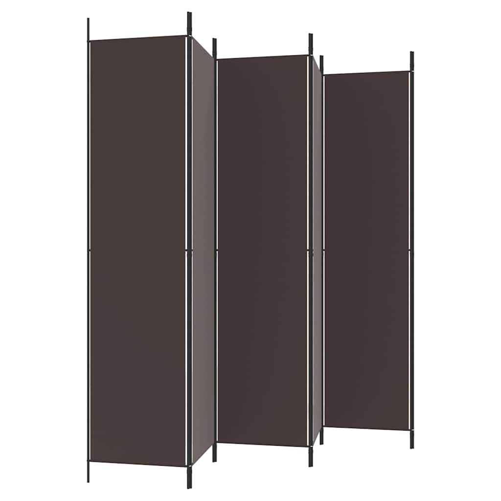 6-Panel Room Divider Brown 300x220 cm Fabric