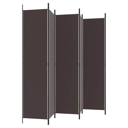 6-Panel Room Divider Brown 300x220 cm Fabric
