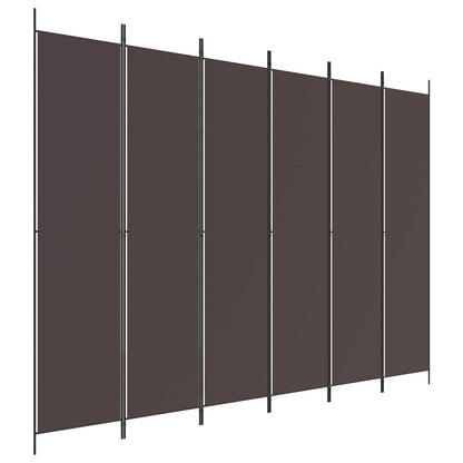 6-Panel Room Divider Brown 300x220 cm Fabric