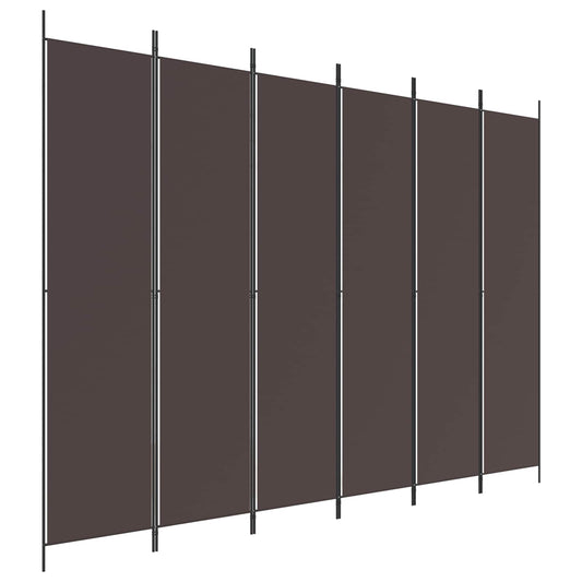 6-Panel Room Divider Brown 300x220 cm Fabric